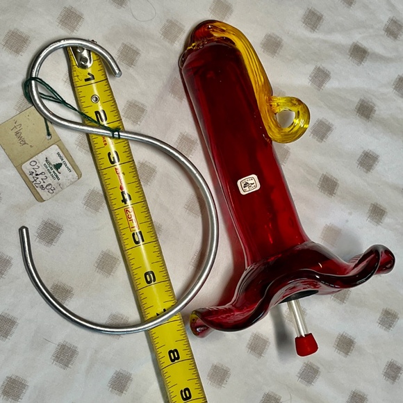 NWT Vintage Hummingbird Flower Feeder Art Glass Mexico - Stopper, hanger, Tags - Picture 6 of 8